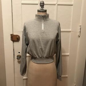 Gray Zipper Collar Sweatshirt